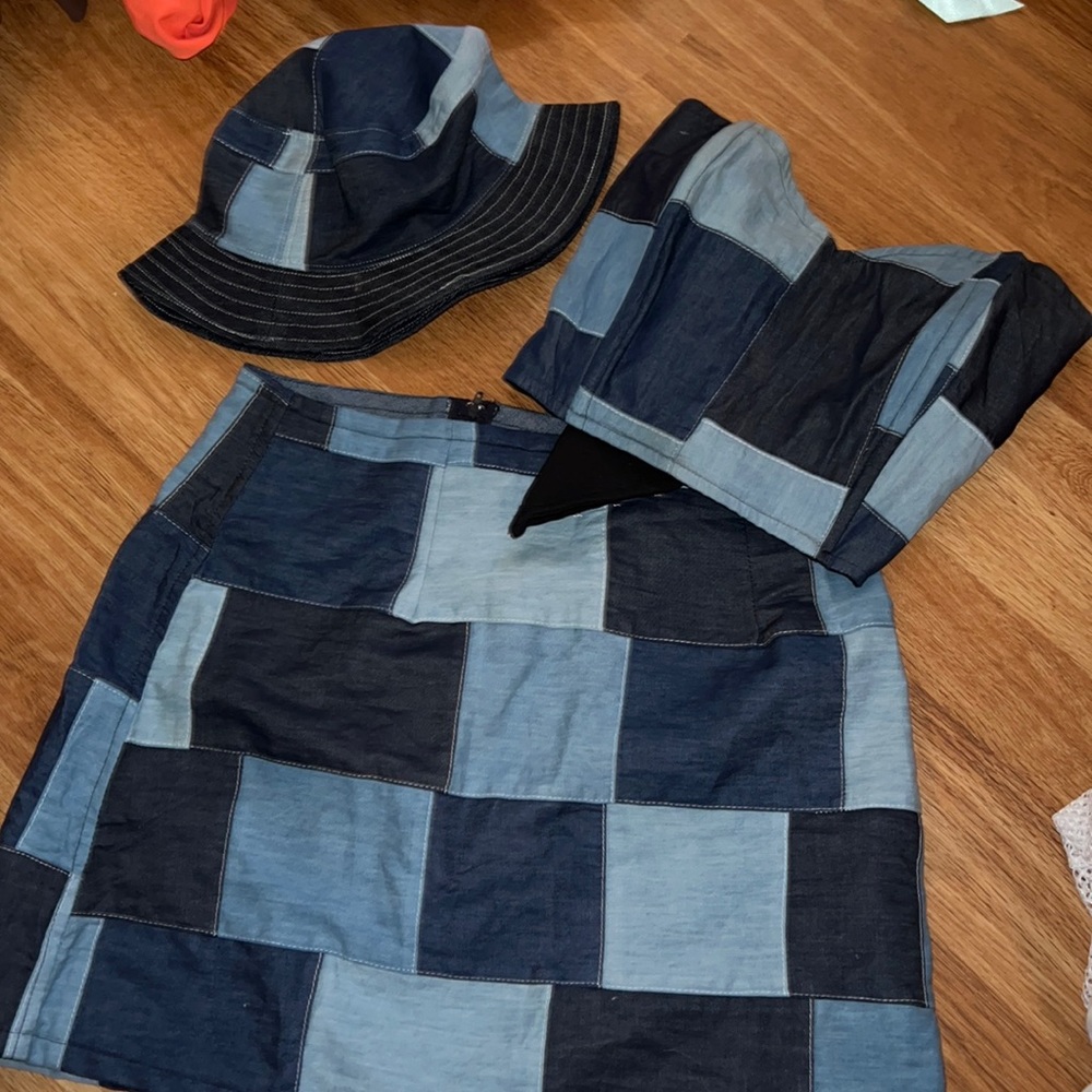 Denim patchwork set